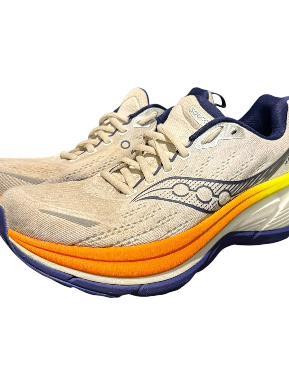 Saucony Hurricane 25 Men’s Running Sneakers White Orange Yellow Size 9 Athletic